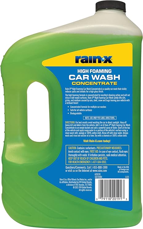 Rain-X 620191 Foaming Car Wash - 100 fl oz. High-Foaming, Concentrated Formula for Greater Cleaning Action, Safely Lifting Dirt, Grime and Residues for an Exceptional Clean